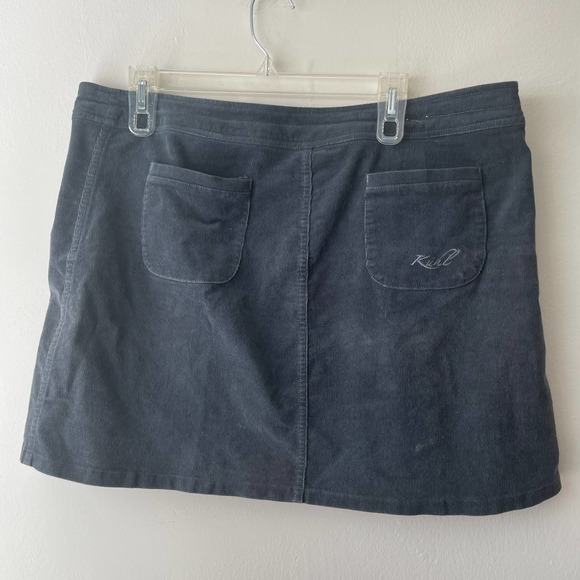 KUHL Green Button Down Corduroy Straight Skirt w 2 Front Zipped Pockets - 14 - Picture 2 of 10